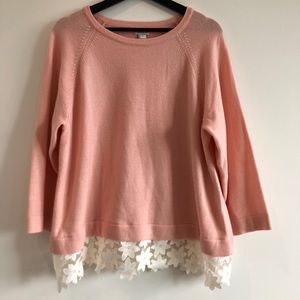 J.CREW 3/4 SWEATER WITH FLORAL LACES